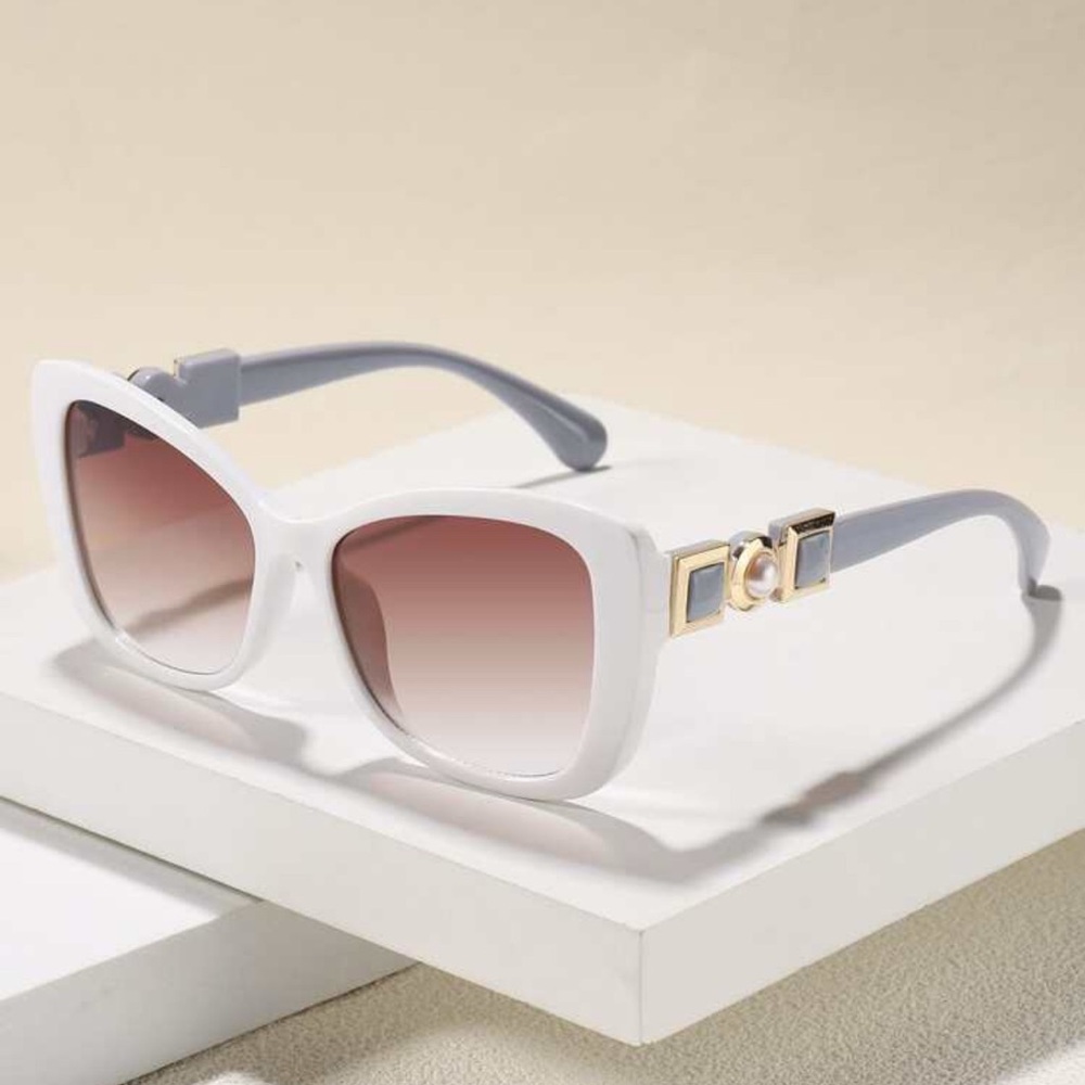 NWT  White & Gray Sunglasses with Gold Accents